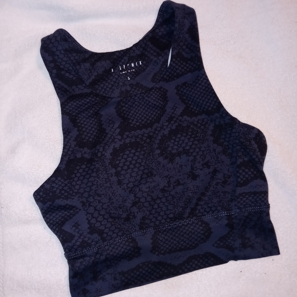 All Fenix | Navy Snake Long Bra Snakeskin Print Sports Bra Size Small - Picture 2 of 10